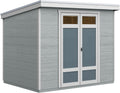 Handy Home Products Highland 8x6 Modern Wooden Storage Shed with Floor Kit and Palram roof- Does not Include Paint