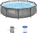 Bestway Steel Pro MAX 10' x 30' Above Ground Pool, Round Metal Frame Outdoor Swimming Pool Set with Filter Pump, Stacked Stone Print