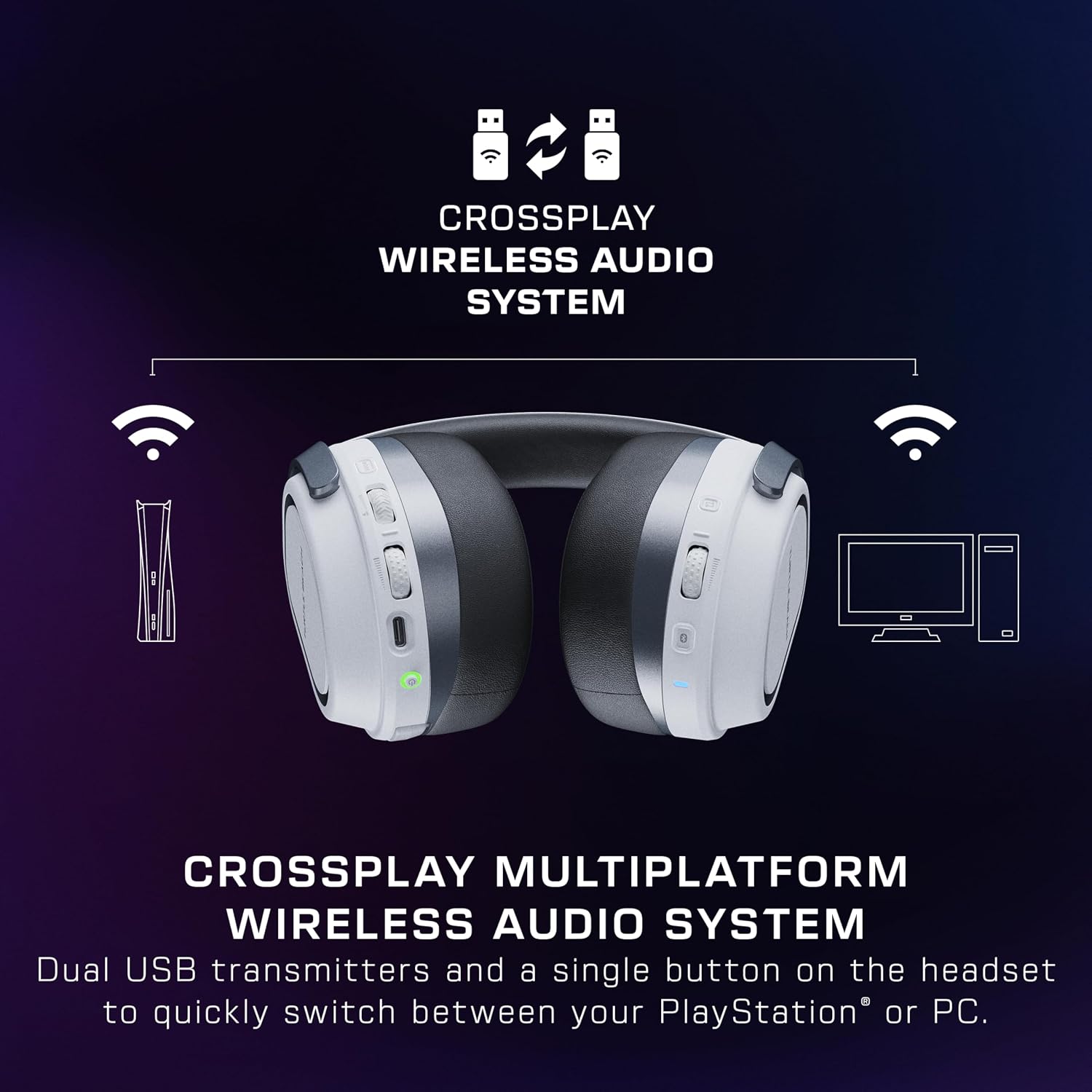 Turtle Beach Stealth 700 Gen 3 Wireless Multiplatform Amplified Gaming Headset for PS5, PS4, PC, Mobile – 60mm Drivers, AI Noise-Cancelling Mic, Bluetooth, 80-Hr Battery – White (Renewed)