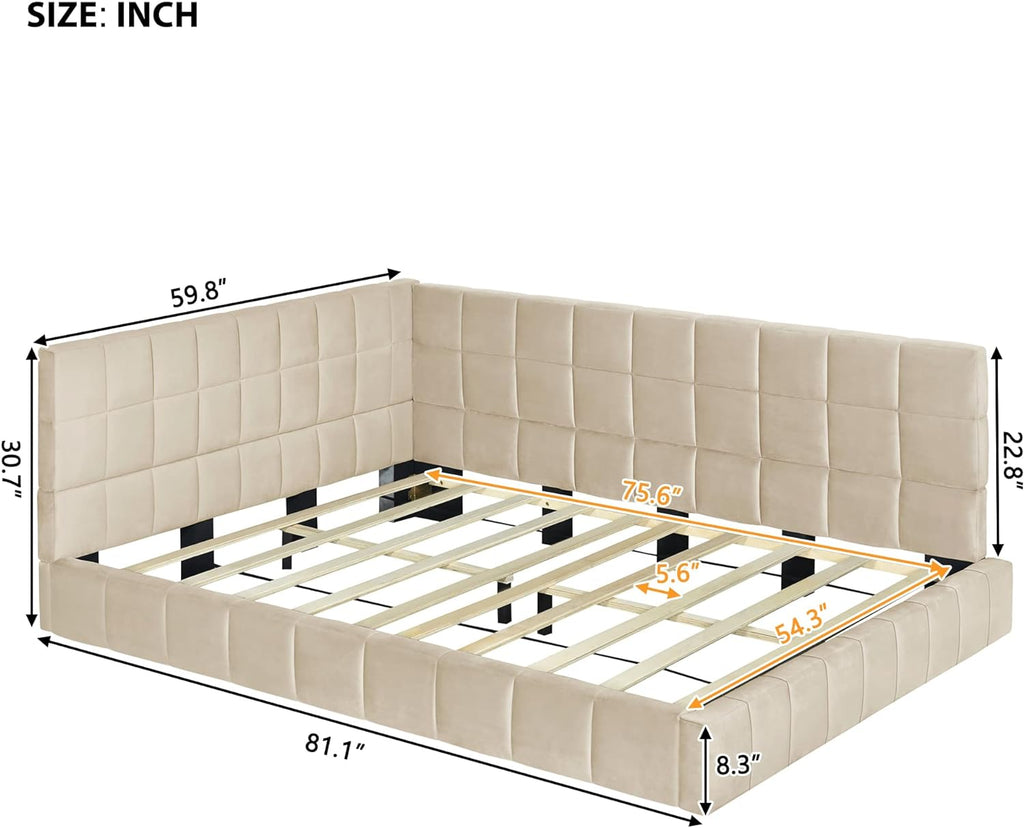 Merax Full Size Daybed, Full Upholstered Daybed Sofa Bed Frame, No Box Spring Needed, Beige