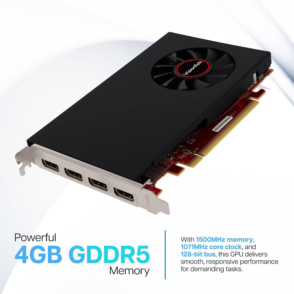 VisionTek Radeon Rx 550 4GB GDDR5 – 4K Resolution Support Graphics Card – x4 HDMI Outputs, Radeon Freesync 2, PCI Express 3.0, DirectX 12, Bus-Powered – Suitable Graphic Card for Gaming PC