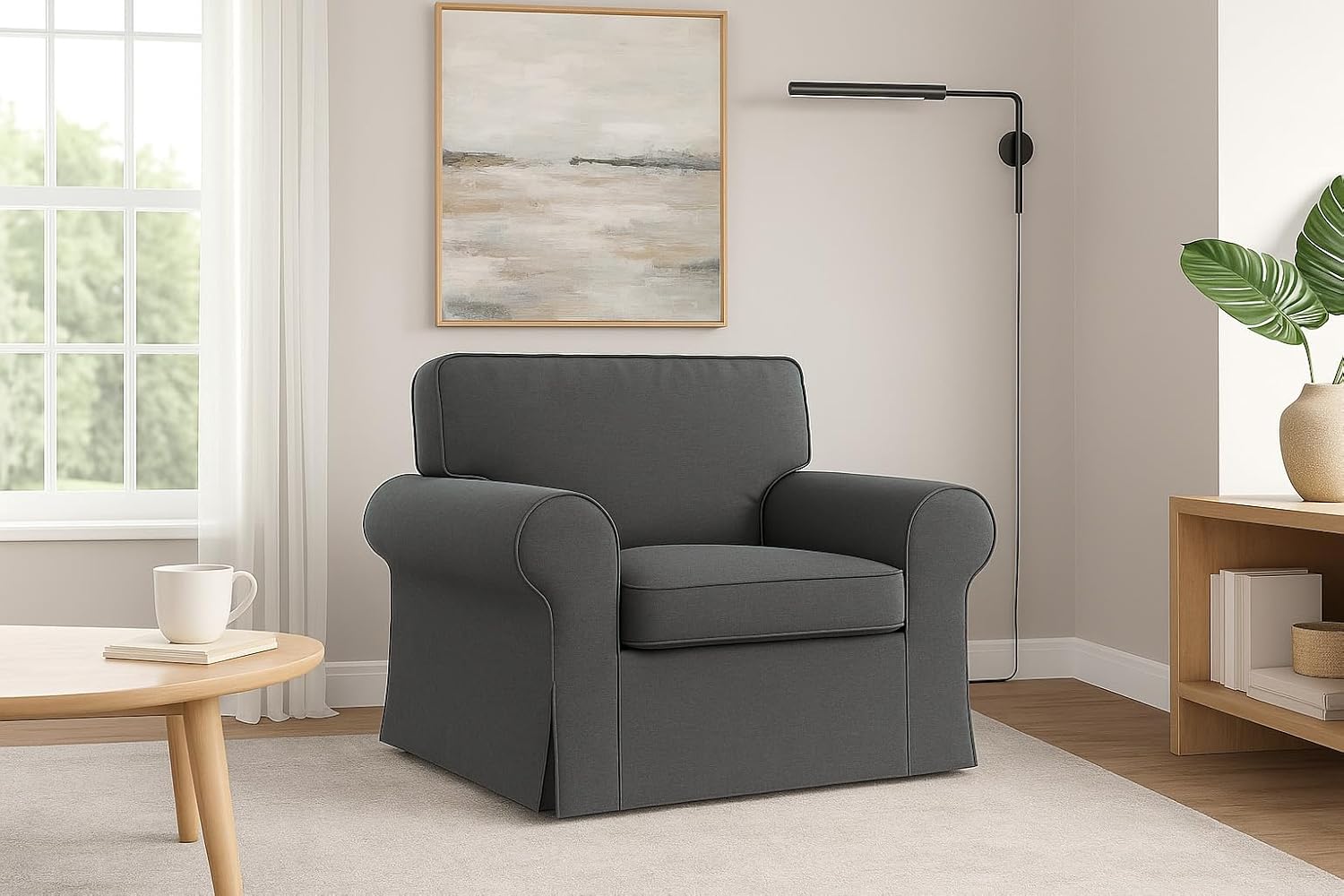 Ektorp Chair Cover Replacement for IKEA Ektorp Armchair Cover, Ektorp Chair Slipcover,Ektorp Cover Only!(Daily Dark Grey)