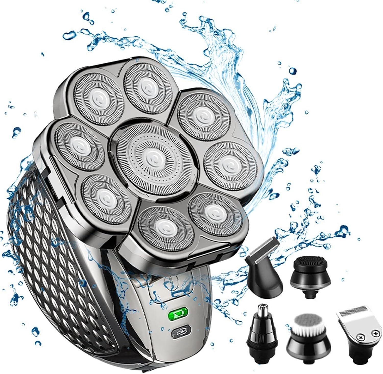 Head Shaver for Men, Grooming kit 6in1 Head Electric Shaver for Men Beard Hair Trimmer Facial Razor Body Bald Shaving Machine Wet Dry Rechargeable