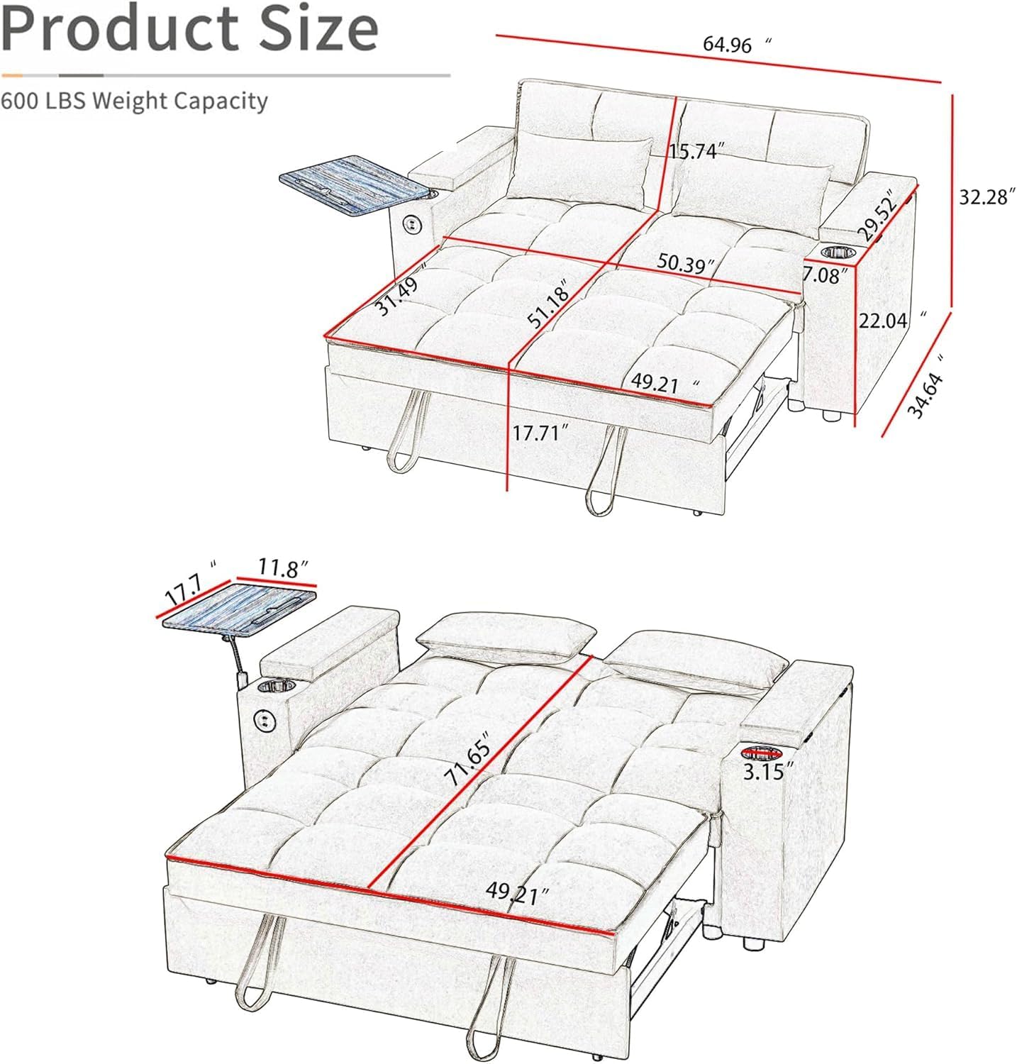 Auvsoce 65' Loveseat Sofa, Modern Couches for Living Room,Corduroy Recliner, Dual armrest Storage Space, Integrated Spring Cushion, Solid Wood Frame, Built-in USB Charging Port