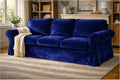 Velvet Pets Friendly Sofa Covers Custom Made Compatible for IKEA Ektorp Three Seat Sofa Slipcovers (Velvet Blue Ektorp 3)