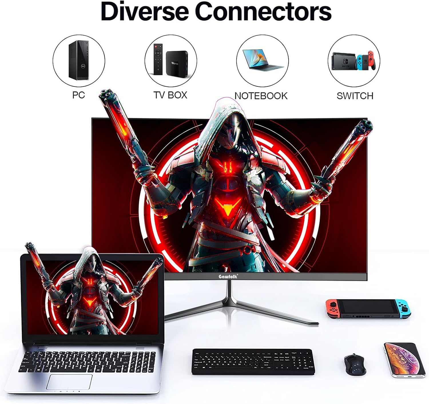 25 Inch Gaming Monitor, 144hz/180hz Computer Monitor FHD 1080P PC Monitors,Frameless Curved Monitors VA,sRGB 100%, DisplayPort, HDMI,Eye Care, Wall Mount Compatible (Black)