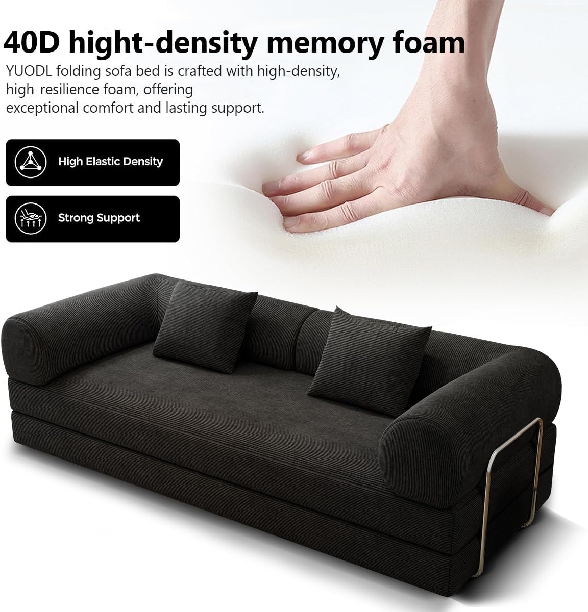 78.8' Modular Sofa Bed - 4-in-1 Convertible Design with Corduroy Fabric and High Density Sponge, Removable Cover and Fixed Frame