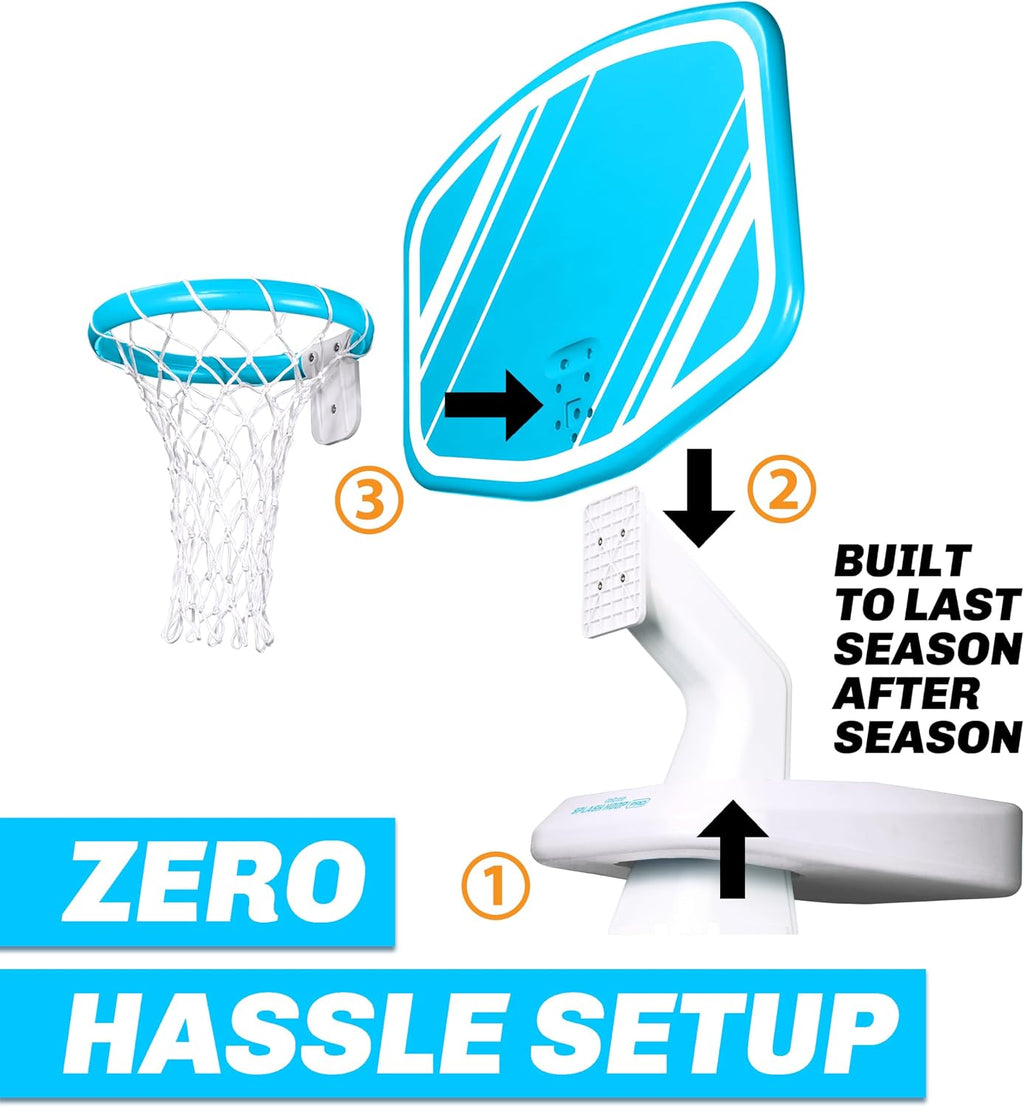 GoSports Splash Hoop PRO - Choose Your Color - Swimming Pool Basketball Game, Includes Poolside Water Basketball Hoop, 2 Balls and Pump