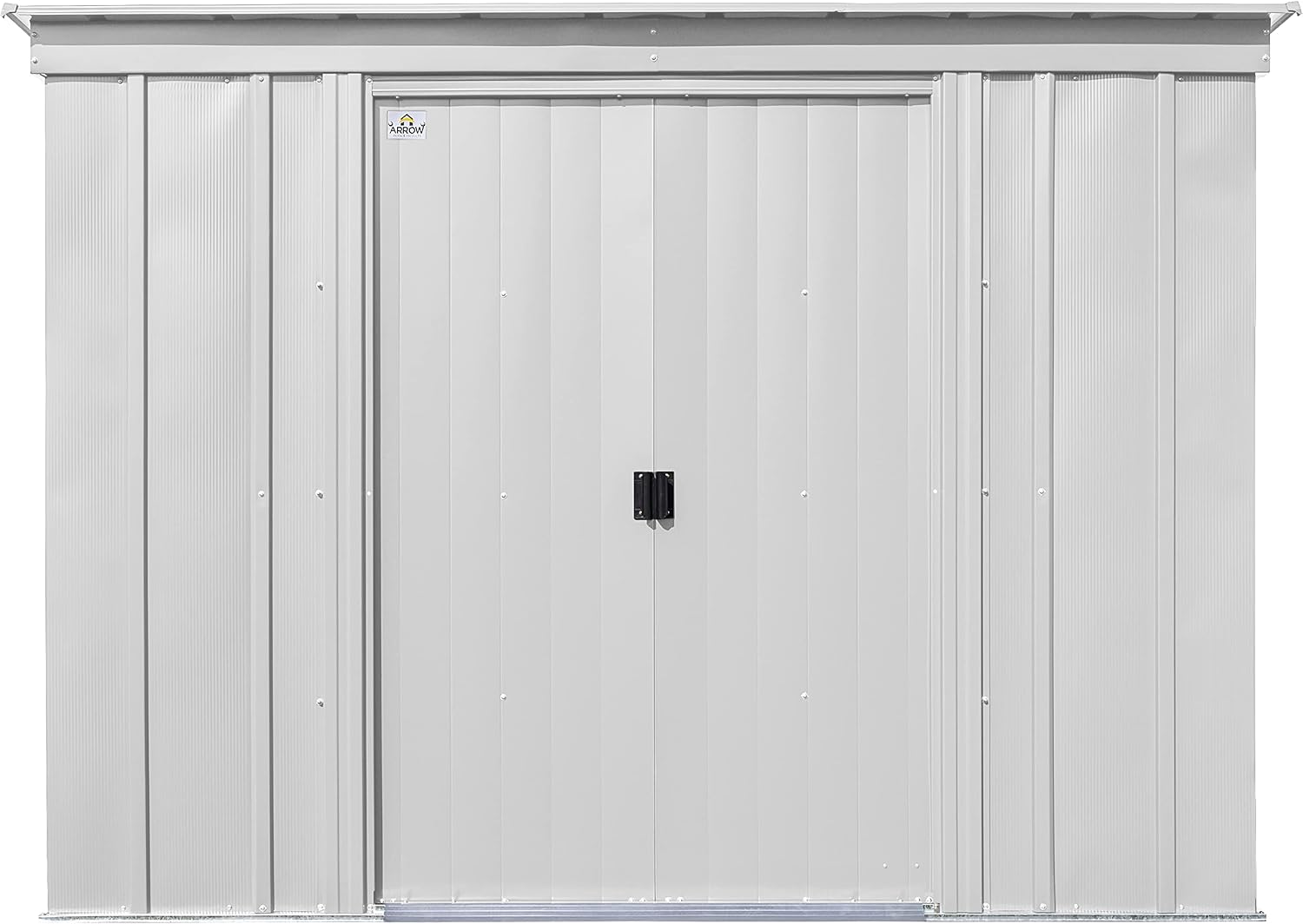 Arrow Classic Steel Storage Shed, 8x4, Flute Grey