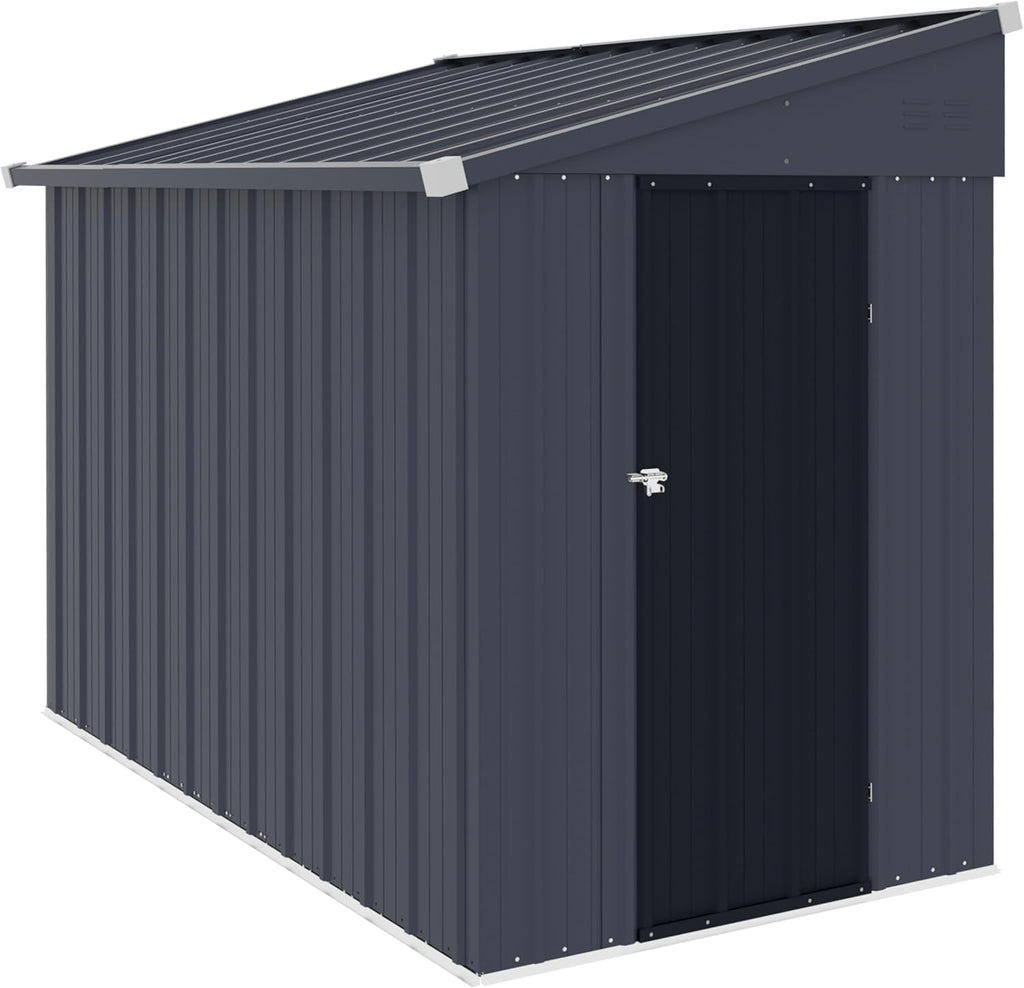BlueWish 4'x8' Metal Storage Shed, Lean-to Tool Shed with Galvanized Sloped Roof, Small Shed Kit with Built in Vents, Patio Garden Outdoor Storage Shed for Utility Tool Storage