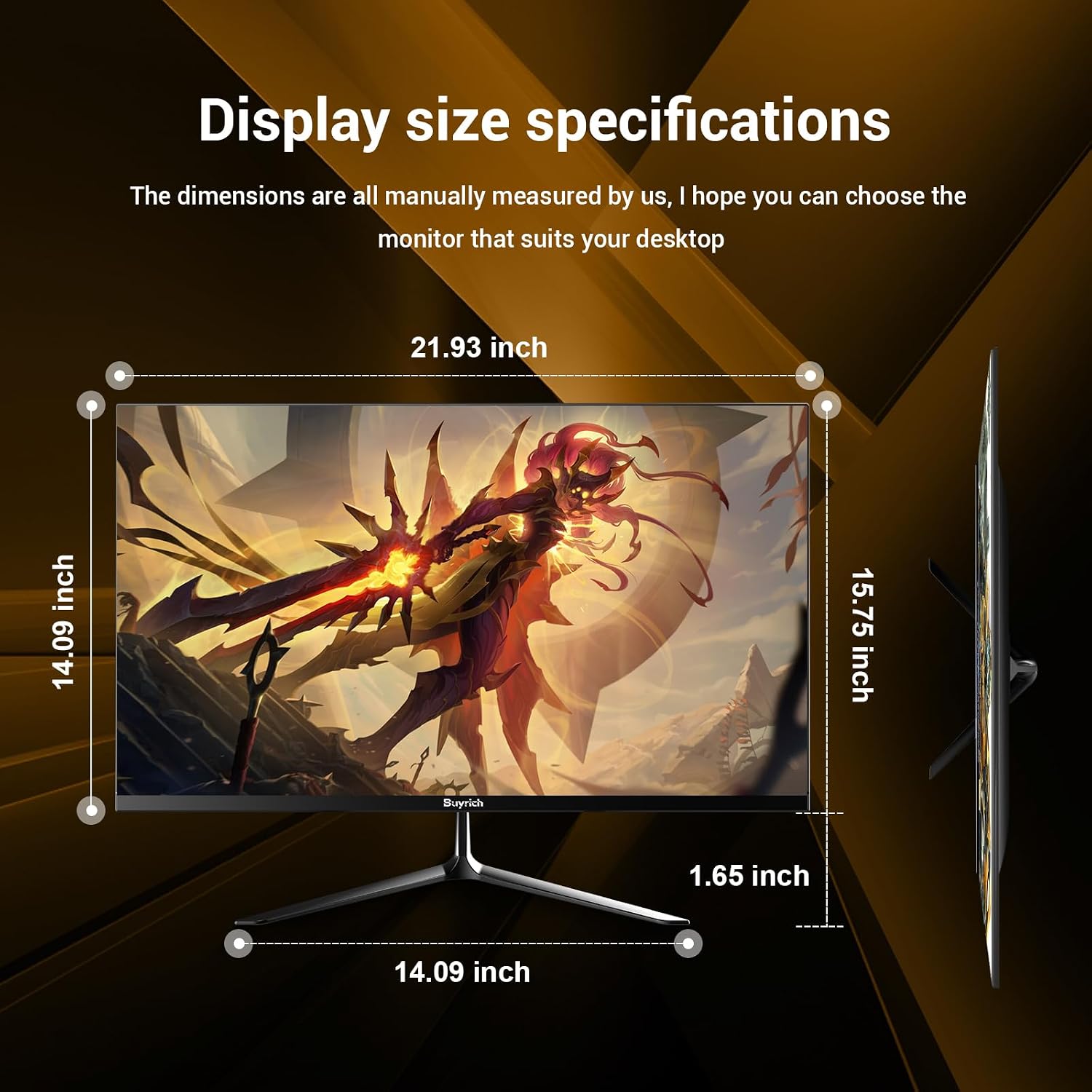 24.5 Inch Gaming Monitor, 200Hz Refresh Rate, FHD 1920x1080, Fast Response Time, Built-in Speakers, Metal Stand, VESA Compatible, for PC Gamers and Home Setup