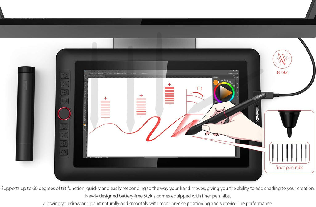 XPPen Drawing Tablet with Screen Full-Laminated Graphics Drawing Monitor Artist13.3 Pro Graphics Tablet with Adjustable Stand and 8 Shortcut Keys (8192 Levels Pen Pressure, 123% sRGB)