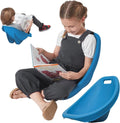 Scoop Rocker Chair for Kids, 4 Packs Blue Floor Chair with Back Support, Plastic Scoop Chairs for Classroom, Portable Reading Chair for Toddler, Sensory Rocking Chair, Flexible Seating for Classroom