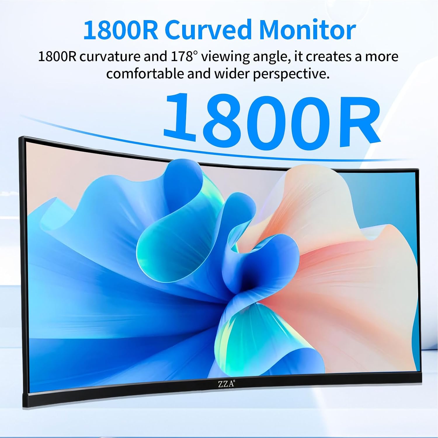 ZZA 27 inch 100Hz Curved Monitor with 1K 1920x1080 Computer Screen 27 inch FHD with HDMI,VGA and Wall Mountable|1080P Eye Care PC Office Display for Working and Gaming