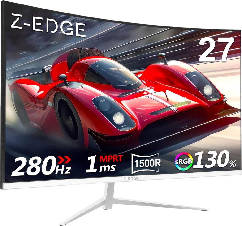 Z-Edge 27 inch Curved Gaming Monitor, FHD 1080P 240Hz 280Hz Curved 1500R Computer Monitor, Fast MPRT 1ms, FreeSync, Low Blue Light, 350nits, 16.7M Colors, 4000:1 Contrast, UG27P 1X DP and 1X HDMI
