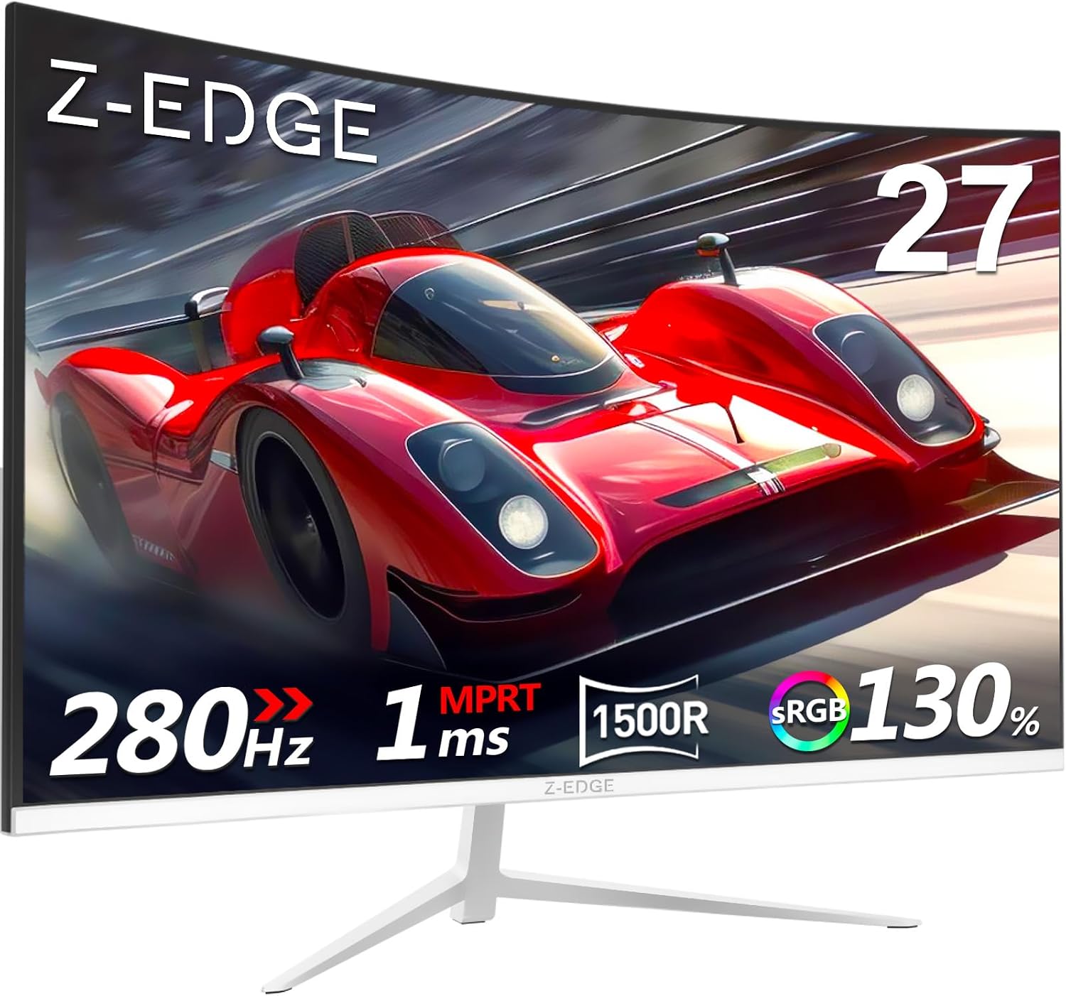 Z-Edge 27 inch Curved Gaming Monitor, FHD 1080P 240Hz 280Hz Curved 1500R Computer Monitor, Fast MPRT 1ms, FreeSync, Low Blue Light, 350nits, 16.7M Colors, 4000:1 Contrast, UG27P 1X DP and 1X HDMI
