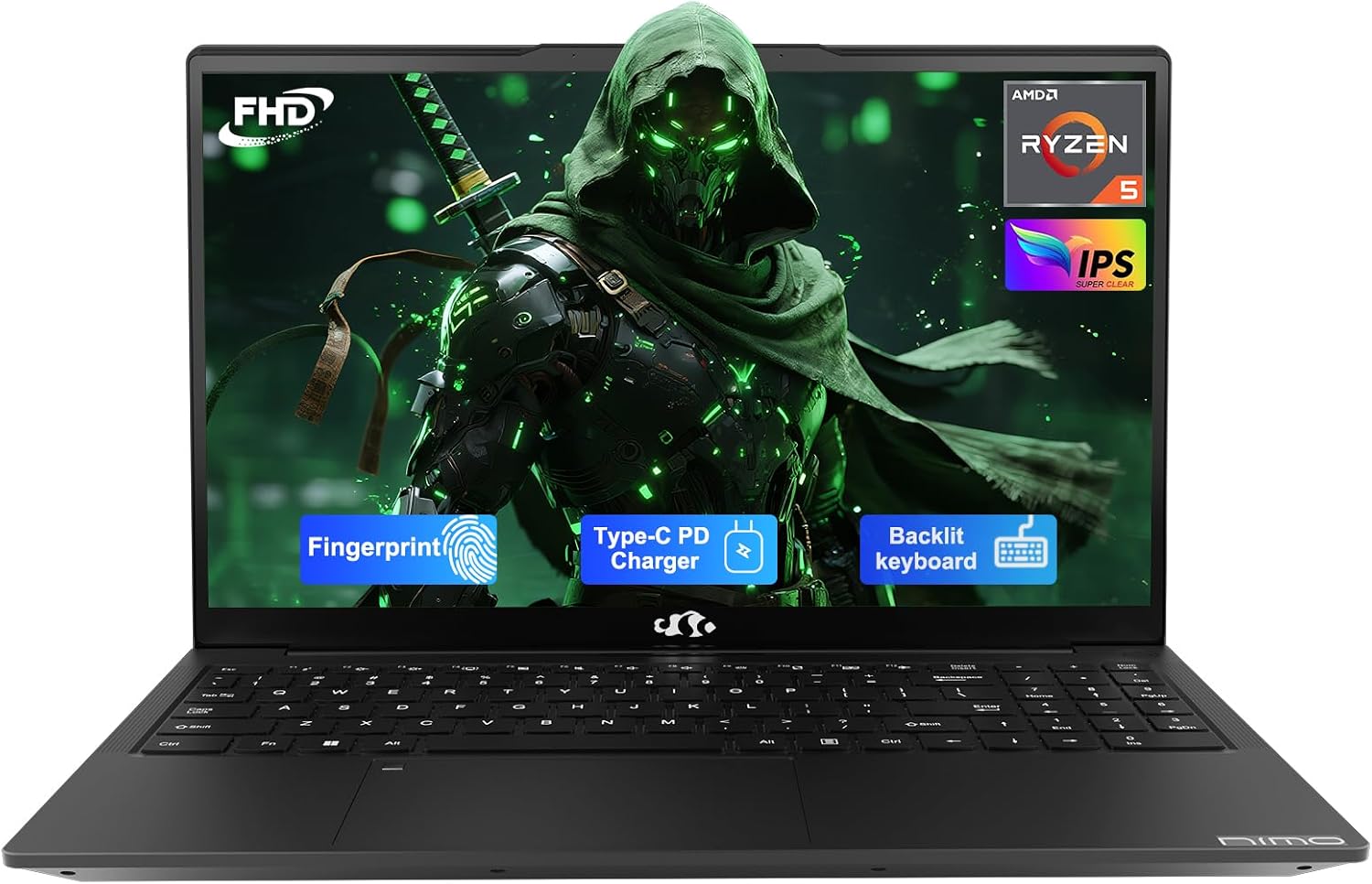 NIMO 15.6'' IPS FHD-Laptop, AMD Ryzen 5, 16GB RAM 1TB SSD (Beat i5-1135G7, 4 Cores Up to 3.7GHz) Student Computer with 2 Years Warranty, 65W Type-C, Fingerprint, Backlit Keyboad (Renewed)