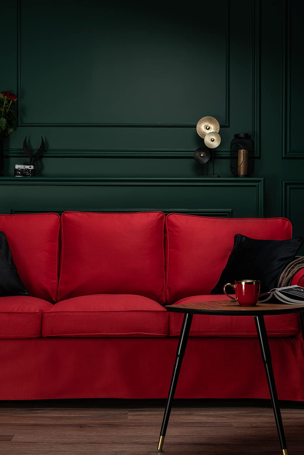Cotton Ektorp 3 Seat Sofa Cover Slipcover Replacement Made for The IKEA Ektorp 3 Seat Sofa Cover(Cotton Red)-Does NOT fit Ektorp 3.5-seat Sofa