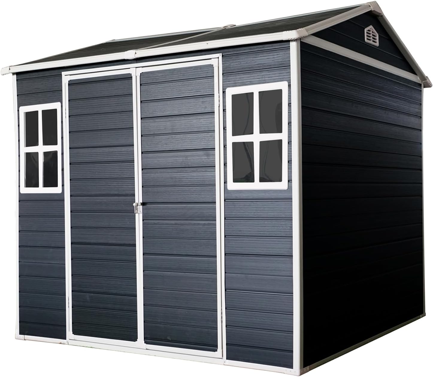 Ball & Cast 6x8 FT Outdoor Storage Shed,Multi-Wall Resin Panels Garden Tool House with 2 Window and Floor,Waterproof Cabinet W/Sloping Roof & Double Doors,Shelter for Patio,Lawn,Black