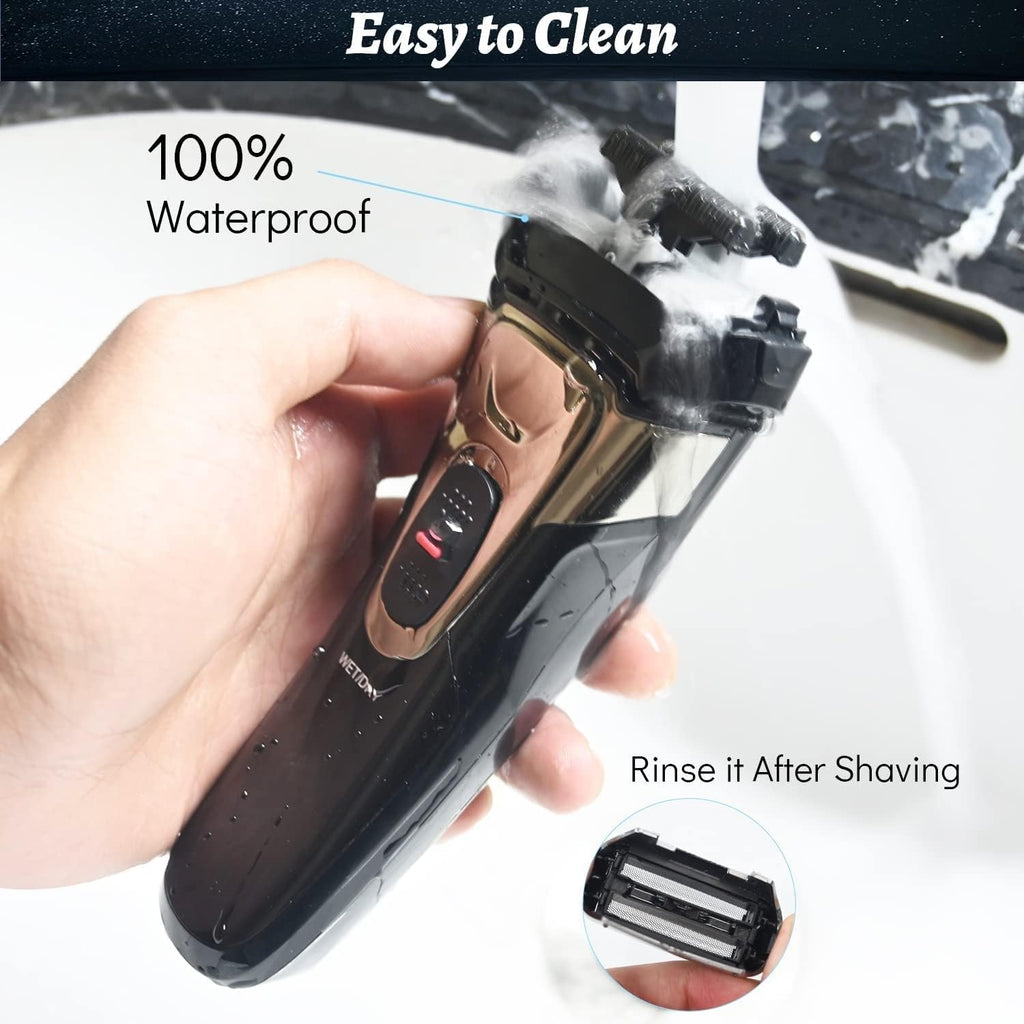 JYYBN Foil Shavers for Men, Cordless Men's Electric Razor, Wet & Dry Face Close Shave for Men with Pop-up Trimmer, Waterproof USB Rechargeable for Travel