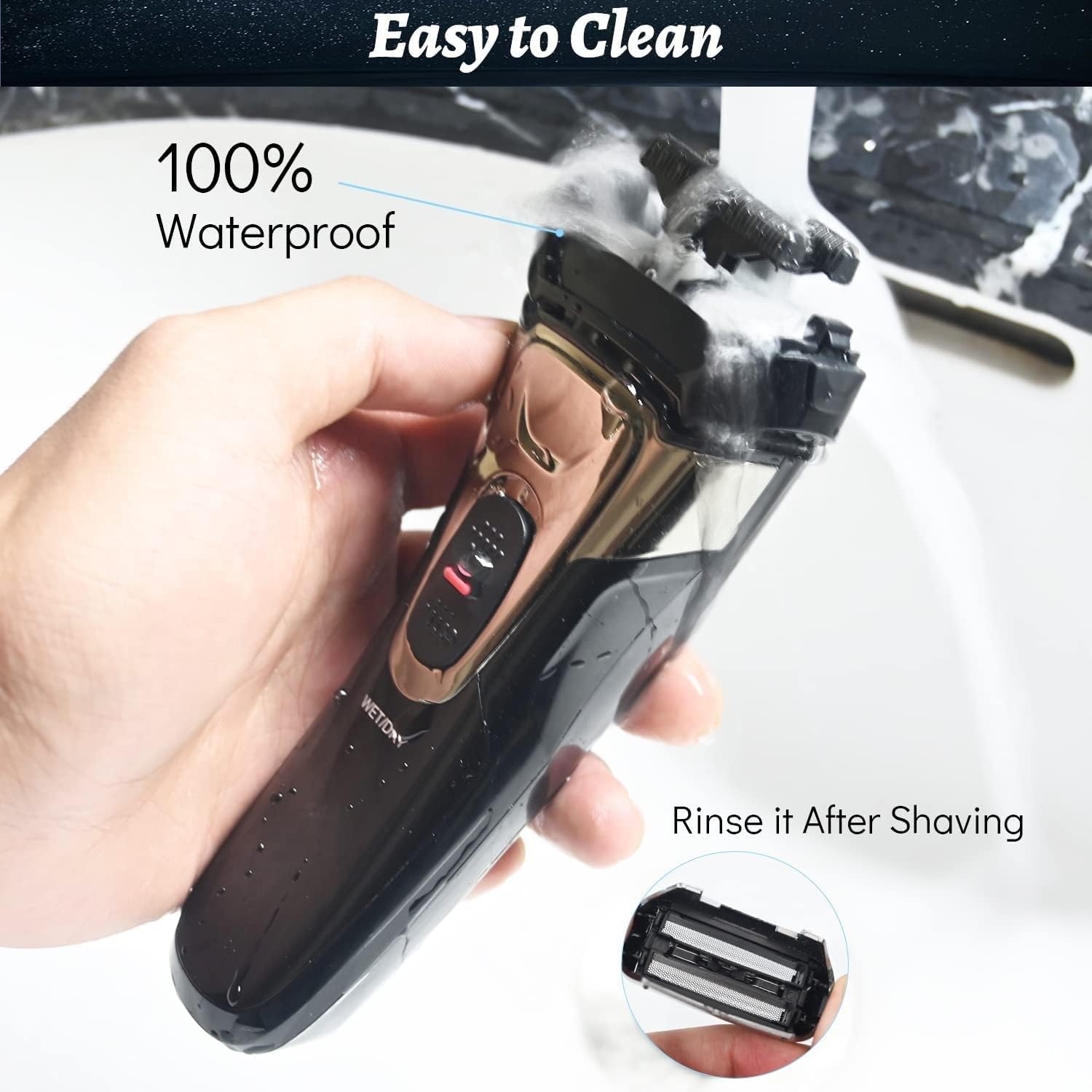 JYYBN Foil Shavers for Men, Cordless Men's Electric Razor, Wet & Dry Face Close Shave for Men with Pop-up Trimmer, Waterproof USB Rechargeable for Travel