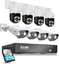 ZOSI 8CH (16CH Expandable) 4K PoE Security Camera System with AI Face Person Vehicle Detection, 8 Wired 5MP 3K Outdoor PT Bullet PoE IP Cameras, 2-Way Audio, 5X Digital Zoom, 2TB HDD, 24/7 Recording