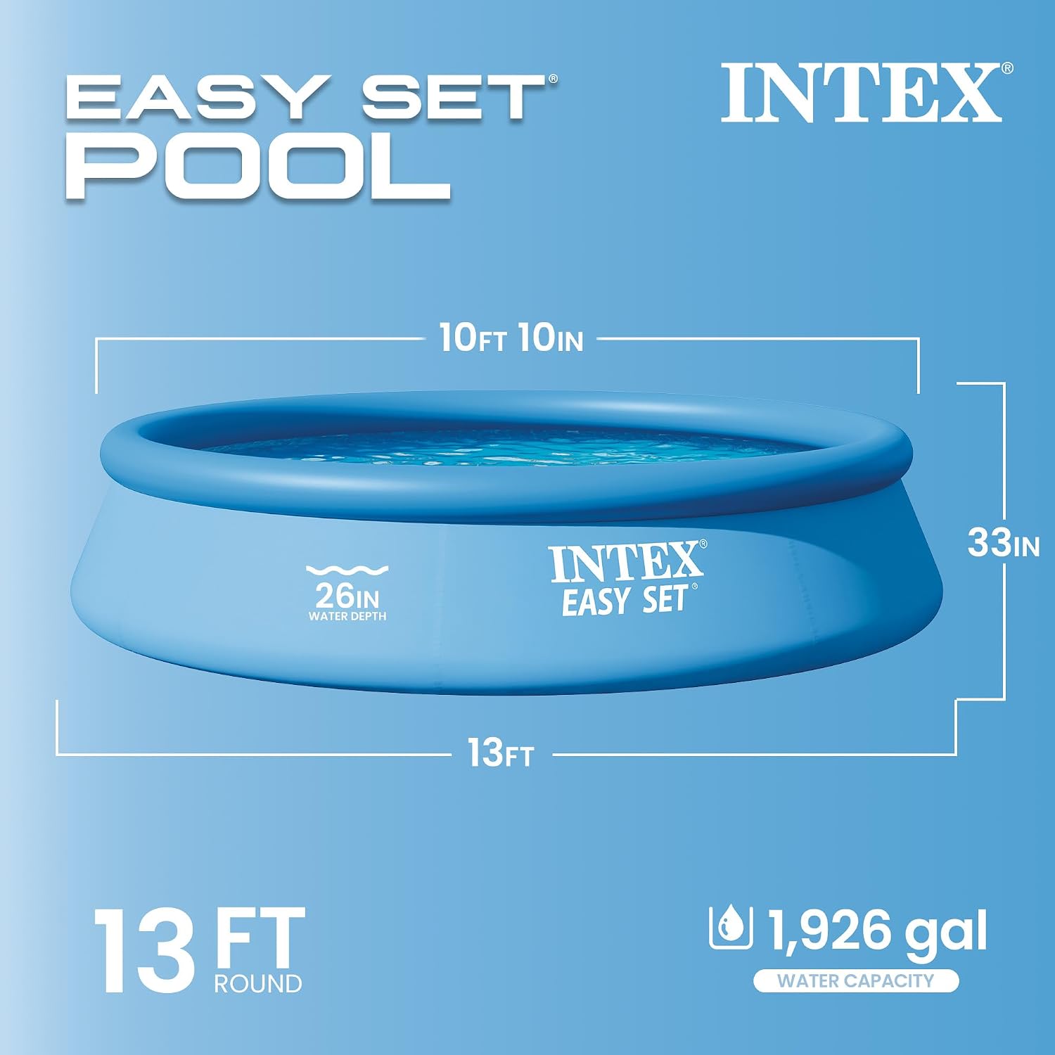 Intex Easy Set 13 ft x 33in Above Ground Pool Set, Round Inflatable Swimming Pool with 530 GPH Cartridge Filter Pump and Type A Cartridge