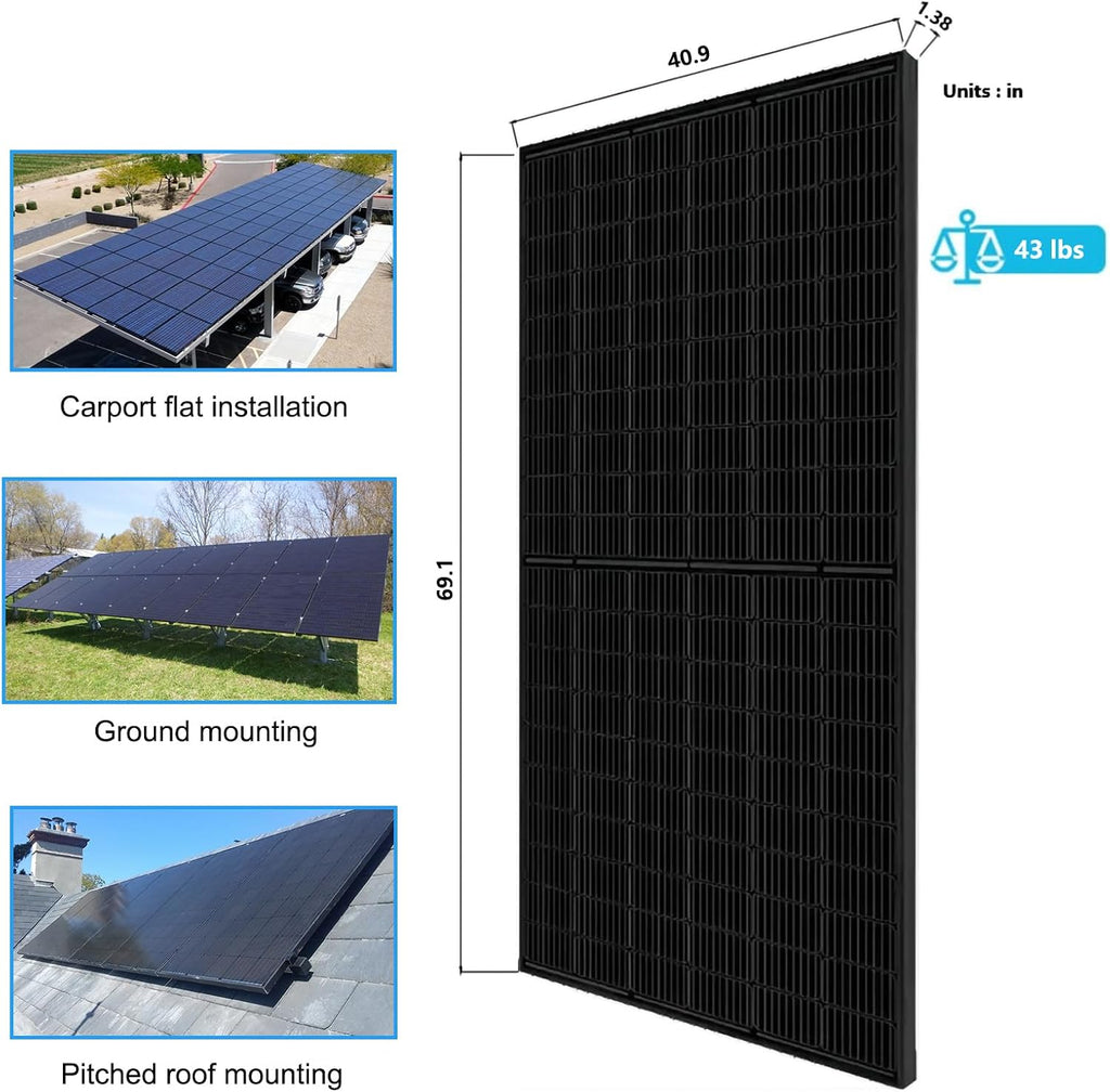 2PCS Solar Panels 360 355 Watt 48/24 Volt, Total 720W High-Efficiency Half Cell Monocrystalline PV Module Power Charger for RV Marine Rooftop Farm Battery and Other Off-Grid Applications