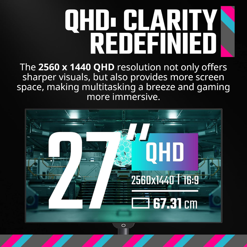 Cooler Master Tempest GZ2711 27' OLED 2K 144Hz|240Hz QHD 2560 x 1440 PC Monitor, 0.03ms (MPRT), HDR10, DCR, FreeSync Premium, DP1.4 * 2, HDMI 2.1 * 2, USB B*1, USB A*2, USB C*1