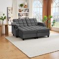 70.9'' Double Chaise Lounge with 360 degree rotatable side table, Comfy Corduroy Indoor Lounge Chair with Armrest Storage, Cup Holder, USB Port, and Pillow for Living Room or Bedroom (dark gray)