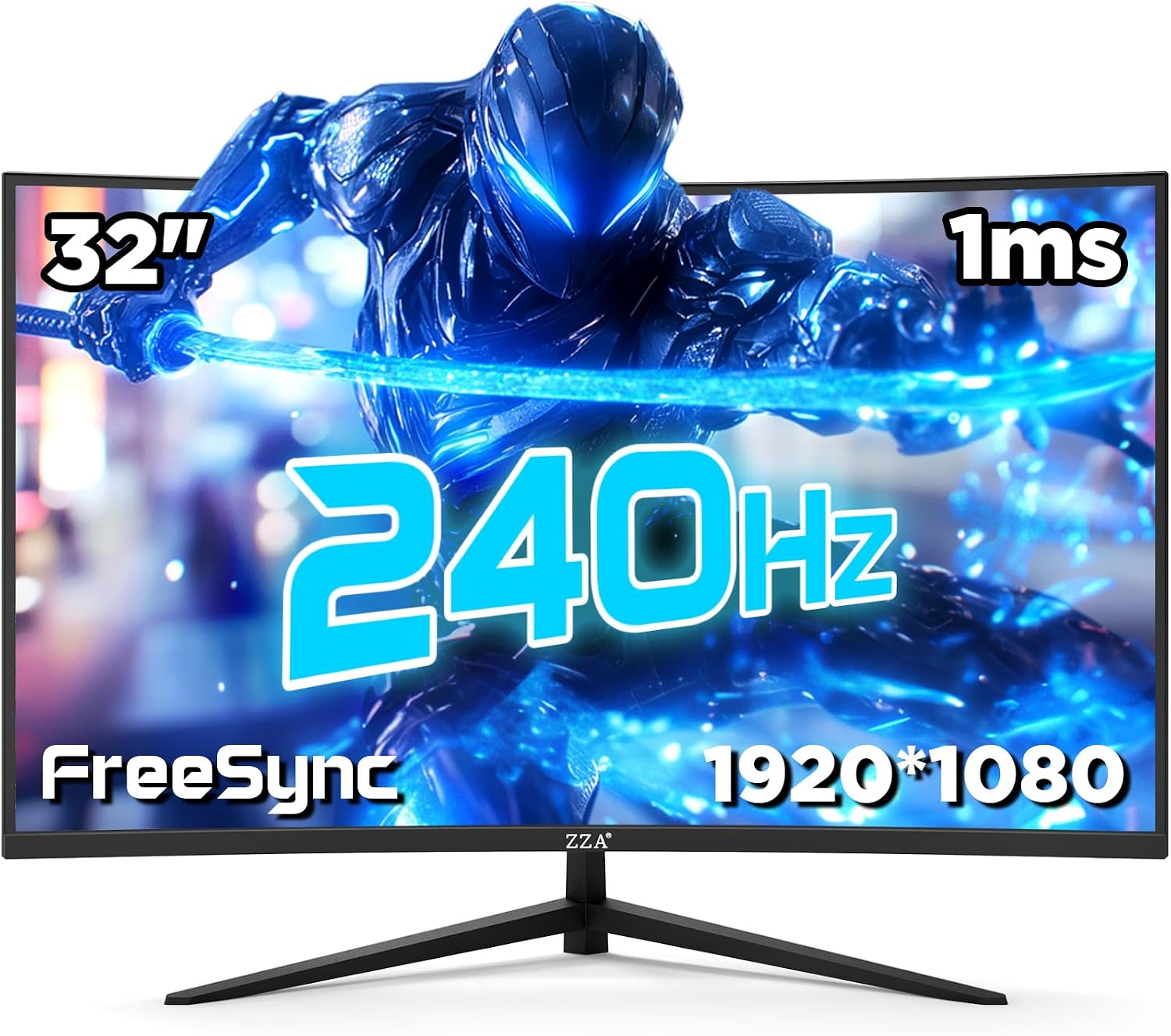 32 Inch Curved Gaming Monitor with 240Hz Refresh Rate, 1ms GTG, HDR600, 1500R Curvature, 1080P Resolution, 122% sRGB, FreeSync, G-Sync Compatible, DP and HDMI Ports, VESA Mount for Competitive Gamers