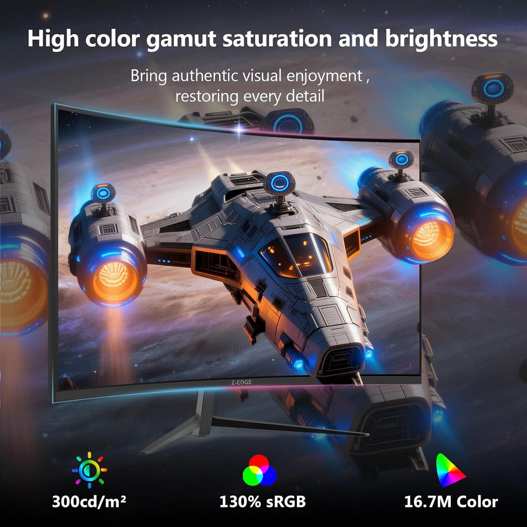 Z-Edge 27 inch Curved Gaming Monitor, QHD 1440P 165Hz 144Hz Curved 1500R Computer Monitor, MPRT 1ms Monitor Gaming, 16.7M Colors, UG27Q Frameless Bezel, 2X DP 1.4 Ports and 2X HDMI 2.0 Ports