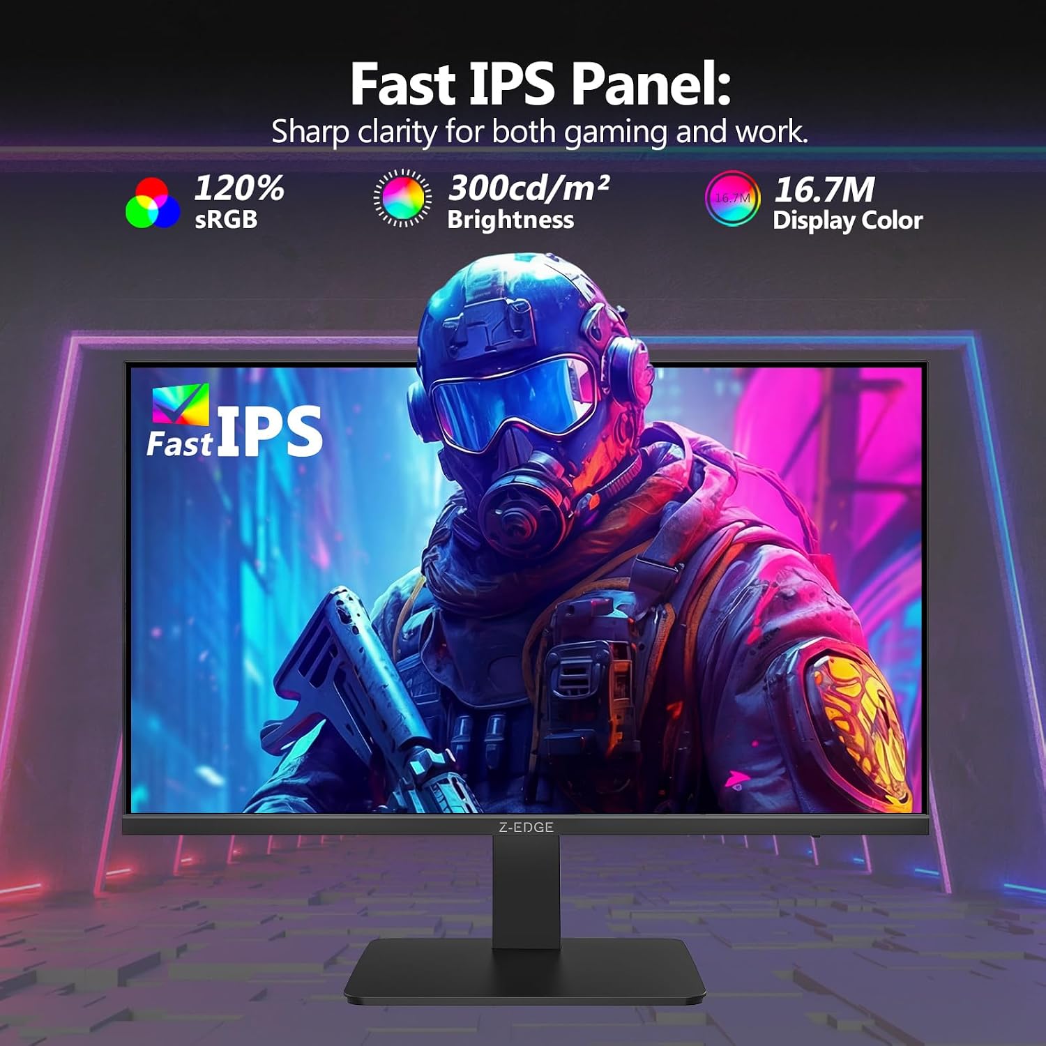 Z-Edge 27 inch 180Hz 165Hz Gaming Monitor, FHD 1080p, MPRT 1ms, IPS Monitor Gaming, 300nits, 16.7M Colors, 120% sRGB, UG27F Frameless Bezel, DP x1, HDMI x1
