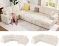Jocisland 130' Sofa Bed, Sleeper Sofa, Pull Out Sleeper Couch with Storage, Convertible 6-Seater Sofa Bed for Living Room, Corduroy Beige
