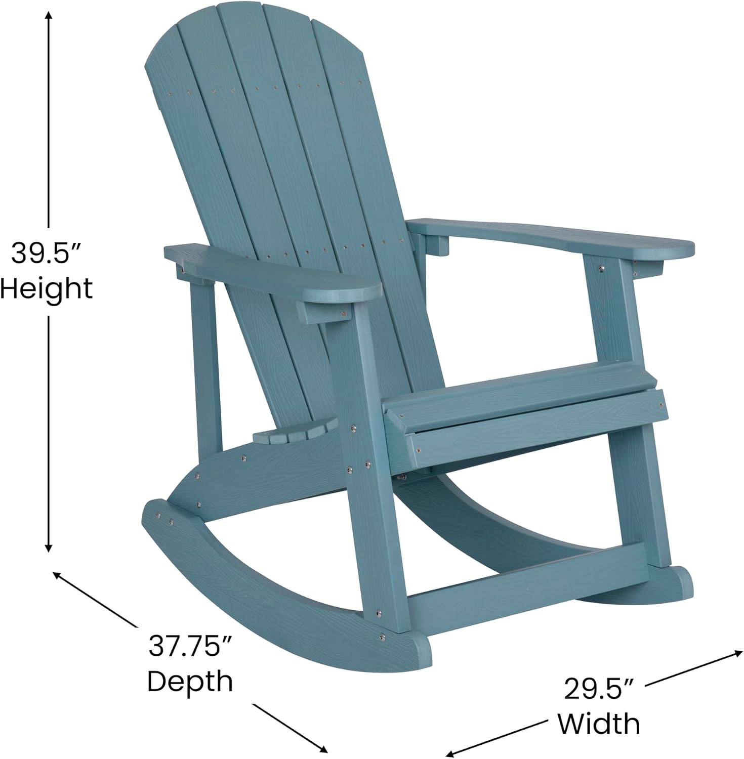 Flash Furniture Savannah Poly Resin Wood Adirondack Rocking Chair - All Weather Sea Foam Polystyrene - Stainless Steel Hardware - Set of 2
