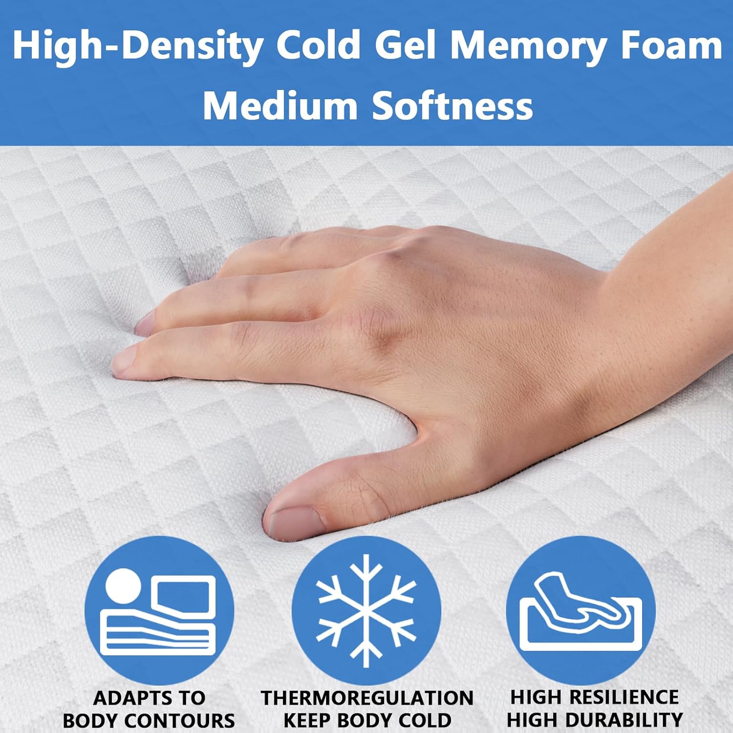 4.5 Inch Cold Gel Memory Foam Mattress Replacement for Sleeper Sofa and Couch Beds - Queen Size CertiPUR-US Certified (Sofa Not Included)