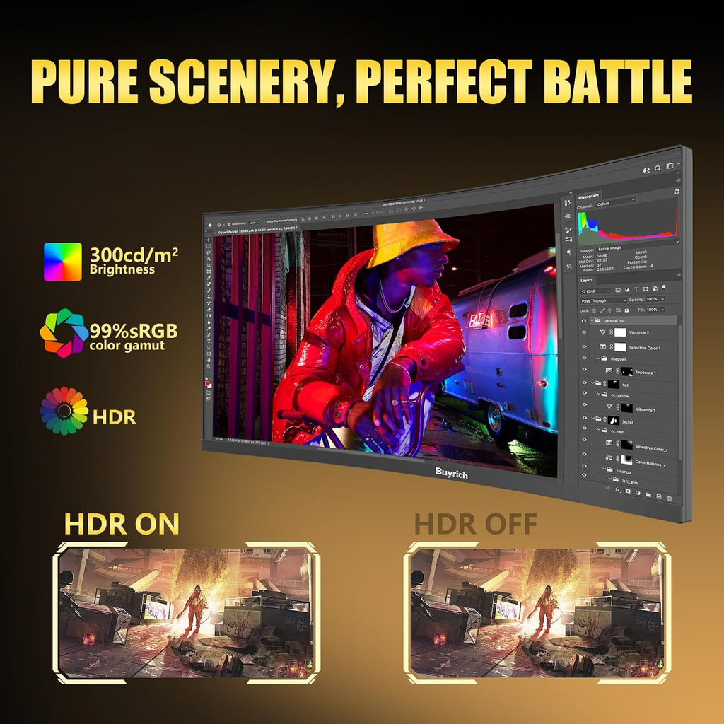 34 Inch Curved Gaming Monitor, 240Hz Refresh Rate, UWQHD (3440x1440), 1500R, 1ms MPRT, 3000:1 Contrast Ratio, Sturdy Metal Stand, VESA Mountable, for PC Gamer and Immersive Gameplay