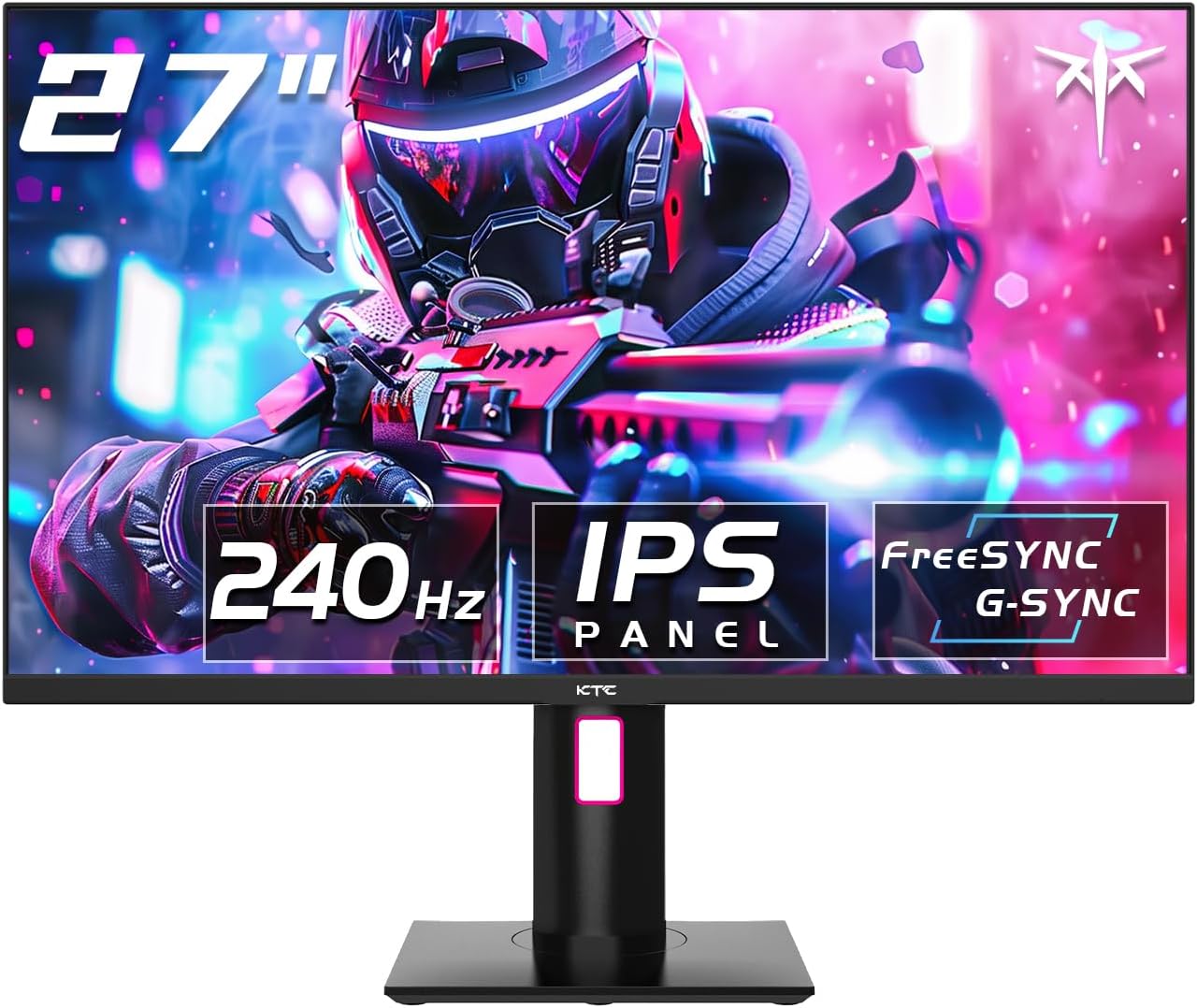 KTC 27 Inch 240Hz Gaming Monitor, FHD 1920x1080 IPS Monitor, G-Sync/FreeSync Compatible, HDR10, DisplayPort, HDMI, VESA Mountable, Pivot Height Tilt Adjustable, H27E22F