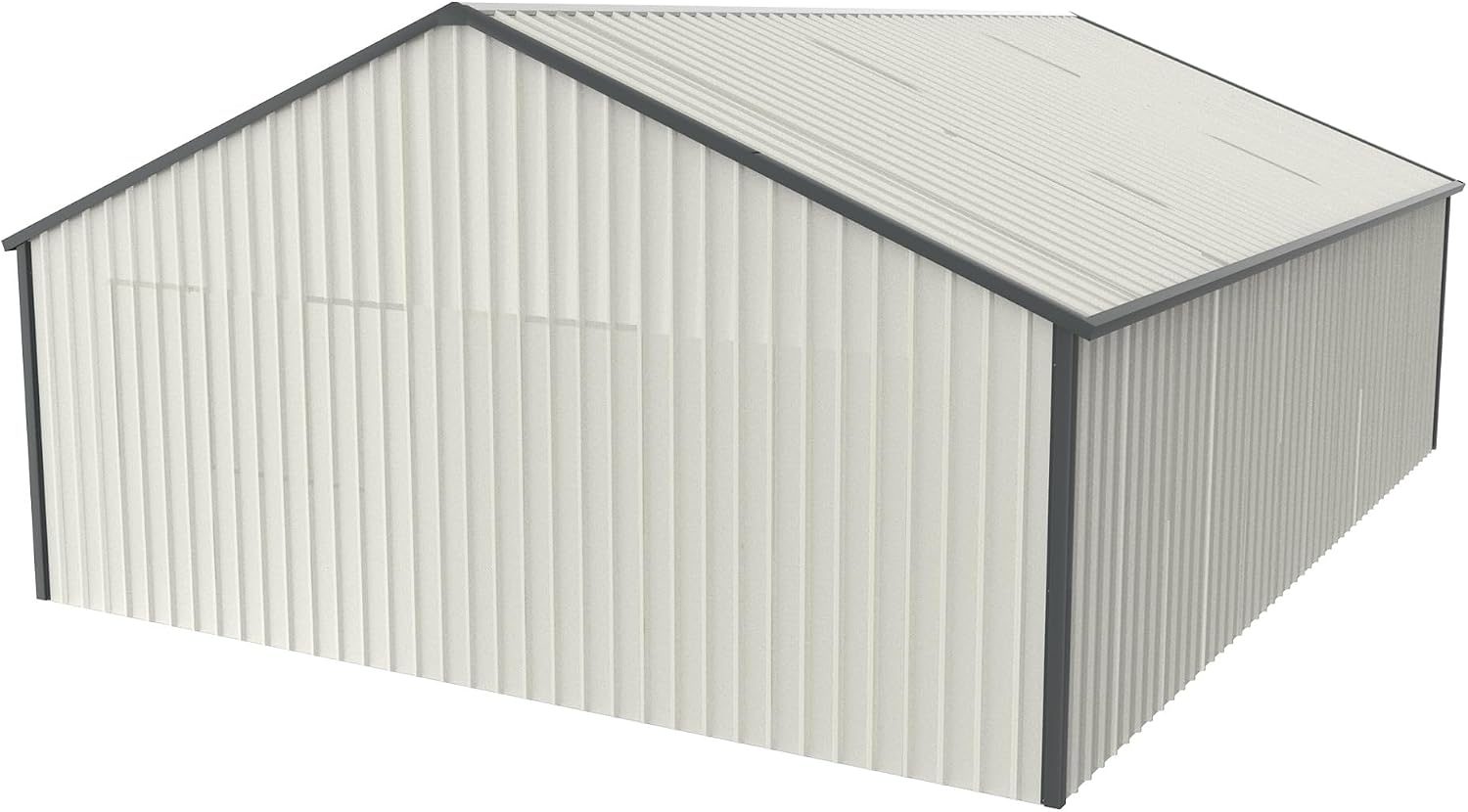 25 x 33 FT Metal Shed, Double Garage Shed with Side Entry Door, 2 Car Prefab Garage with 16 GA Steel Frame, Extra Large Outdoor Storage Building for Truck, Power Tools, Boat, Cream