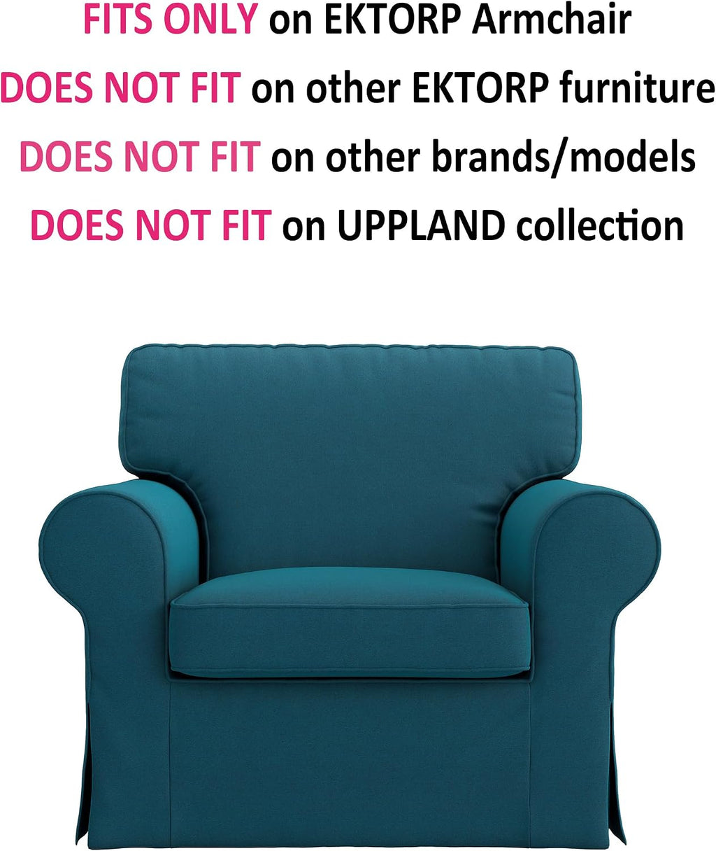MASTERS OF COVERS Ektorp Armchair Cover for The IKEA Ektorp Chair Slipcover Replacement (Dark Ocean)-Not Fit for Uppland Series Sofa (Armchair Cover Only!)
