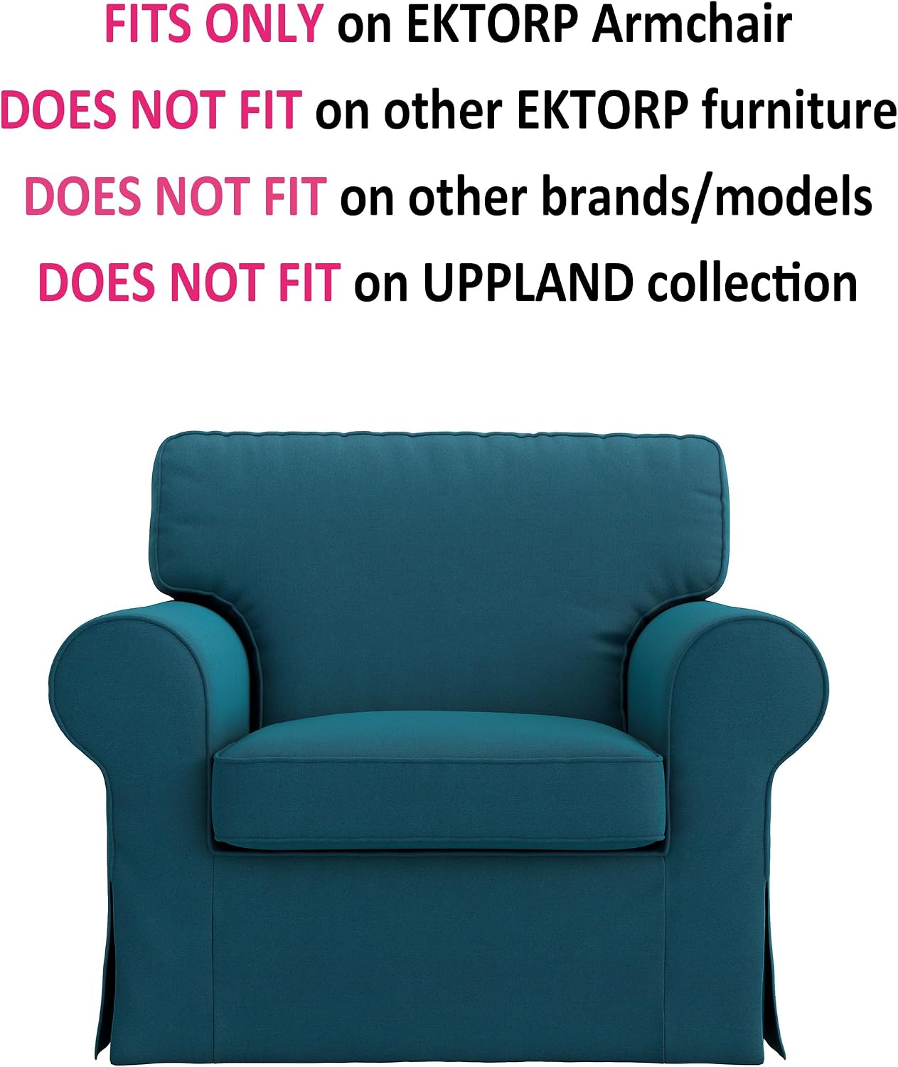 MASTERS OF COVERS Ektorp Armchair Cover for The IKEA Ektorp Chair Slipcover Replacement (Dark Ocean)-Not Fit for Uppland Series Sofa (Armchair Cover Only!)