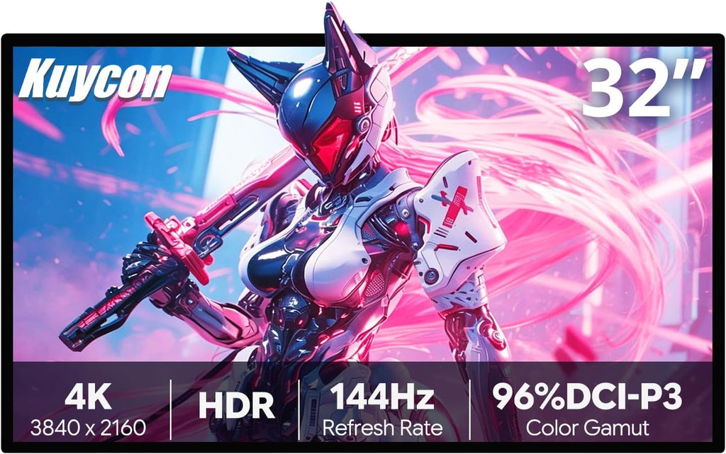 P32K 32'' UHD (3840 x 2160) 4K 144Hz Glossy Monitor, IPS Panel, 10-Bit Color, 99% sRGB, 96% DCI-P3, 5ms, HDR, Low Blue Light, Eye Care (Honeycomb - Without Stand)