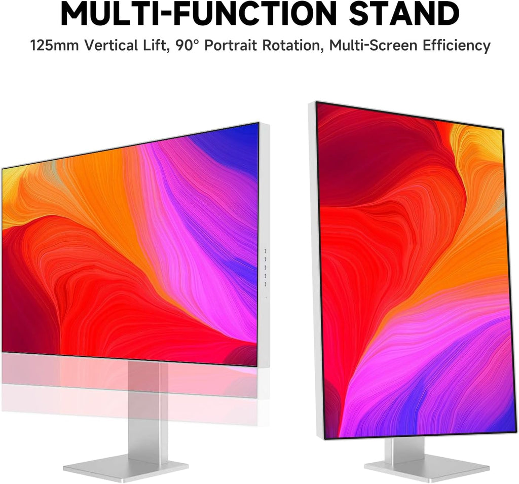 Gawfolk 27-inch IPS 4K UHD Computer Monitor, Ultra-Clear (3840×2160p) PC Screen, 100% sRGB, 100% DCI-P3, Type-C, Display Port, HDMI, Built-in Speakers, Supports Height Adjustment and Rotation - Black