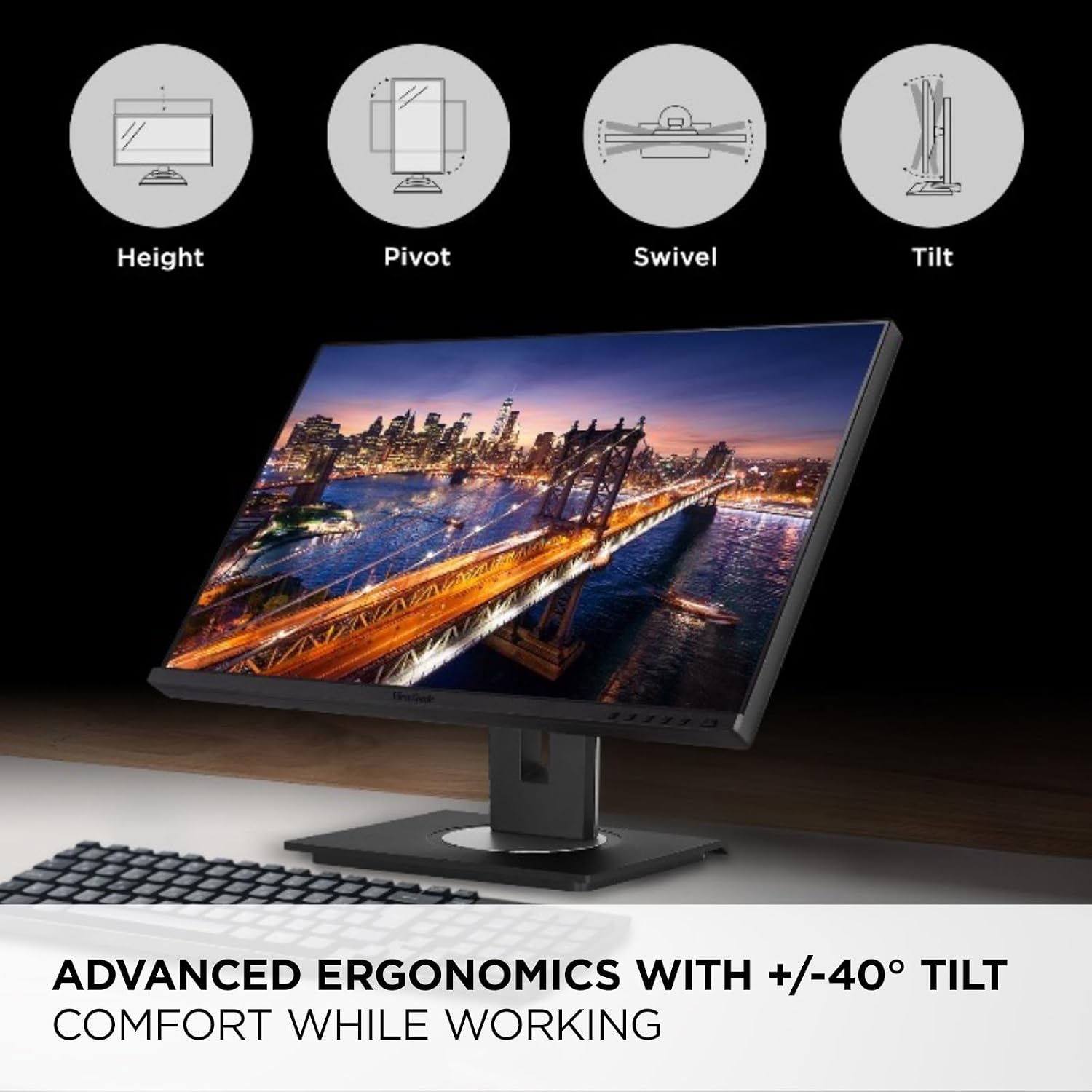 ViewSonic VG245 24 Inch 1080p Monitor Designed for Surface, IPS Display for Smooth Home and Office Productivity, Advanced Ergonomics, 60W USB-C, HDMI, and DisplayPort Inputs