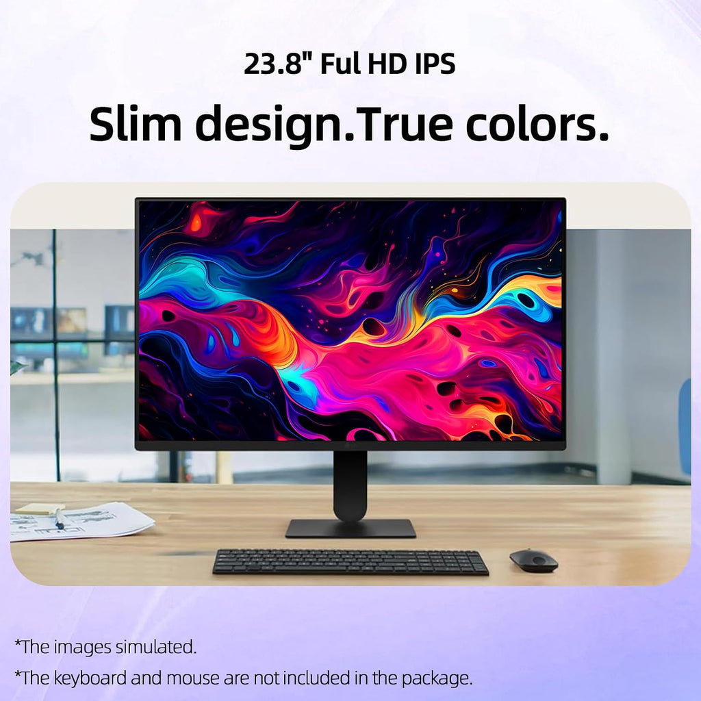 LG 24 inch FHD (1920 x 1080) IPS Computer Monitor, 120Hz, 5ms MBR, HDR10, Dynamic Action Sync, 99% sRGB, VGA, HDMI, Reader Mode, Flicker Safe, Virtually Borderless Design, Tilt Adjustable, Black