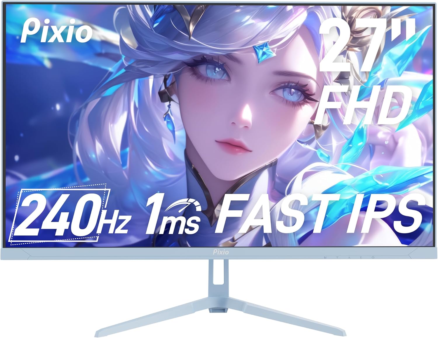 Pixio Two PX279 Wave Blue 27 inch 240Hz Refresh Rate FHD 1080p Resolution Fast IPS Panel 1ms GTG Resonse Time Gaming Monitor and PS1D Wave Blue Dual Monitor Arm - Fits up to 32 inches and 19.8lbs
