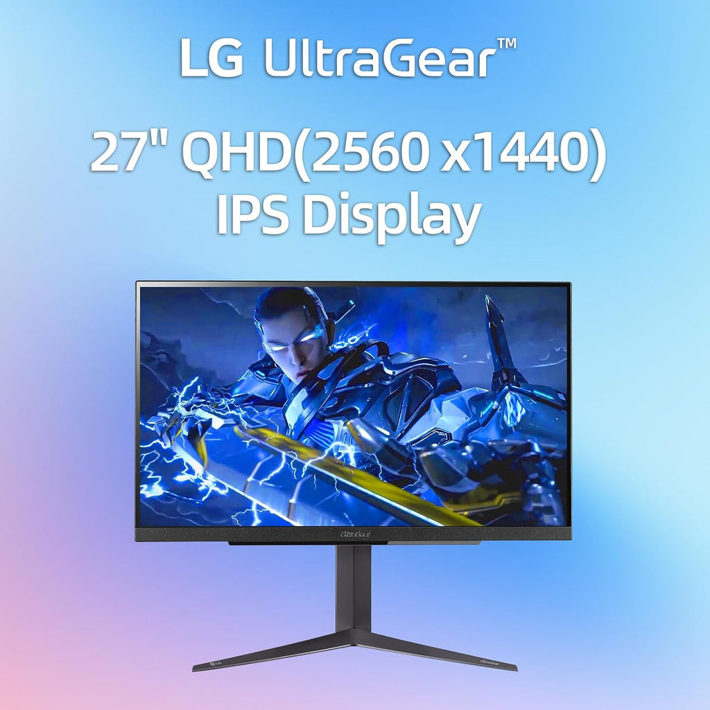 LG 27' Ultragear QHD (2560x1440) IPS Gaming Monitor, 240Hz, 1ms, G-Sync AMD FreeSync Premium, 100% sRGB, HDR400, 1 x DisplayPort, 2 x HDMI, 4-Pole HP Out DTS GP:X, Tilt/Height/Pivot Stand, Black