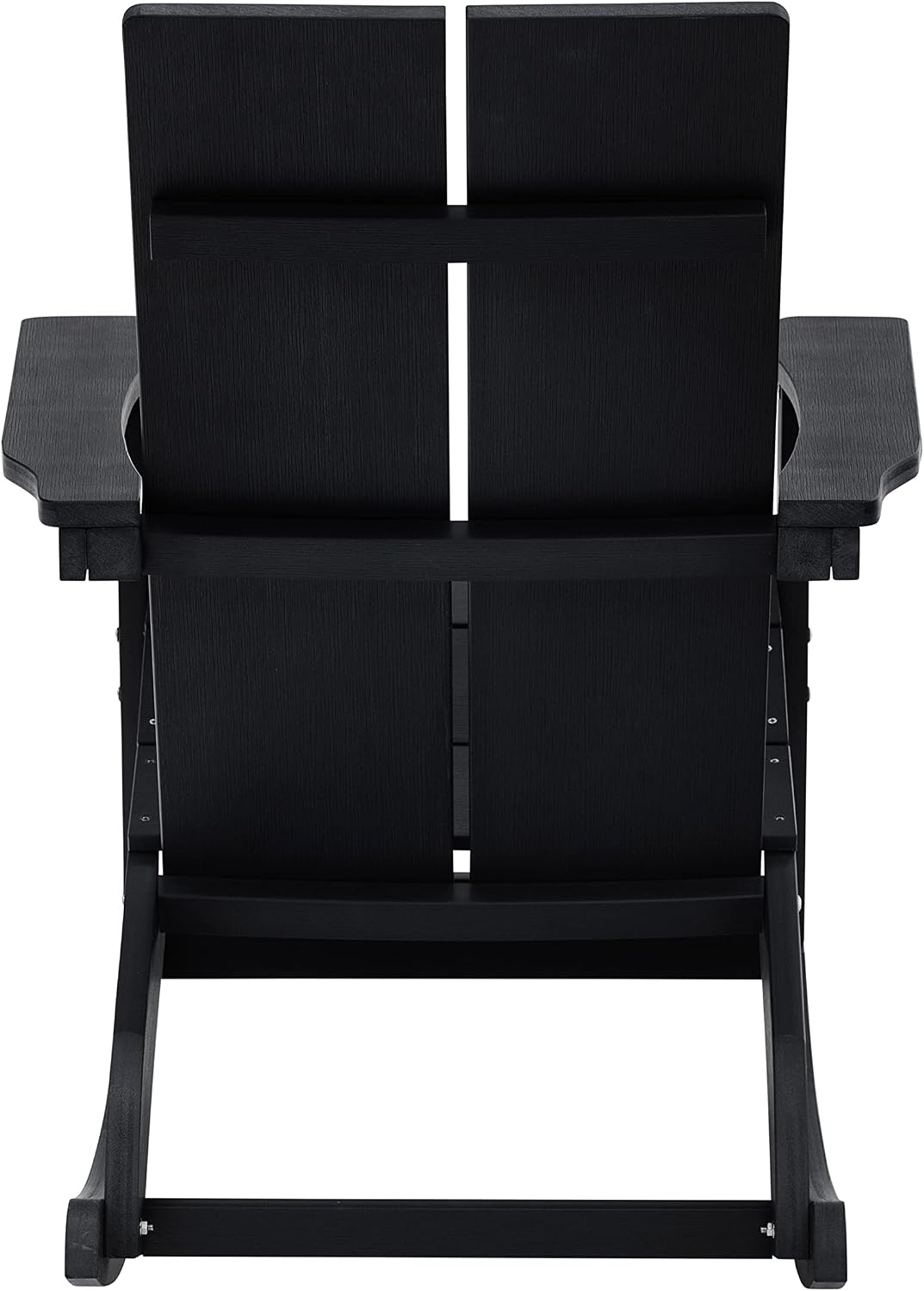 EMMA + OLIVER Harmon Adirondack Rocking Chair - Black Poly Resin - Suitable for Indoor/Outdoor Use - All Weather Materials - Easy Assembly - 350 lb. Weight Capacity