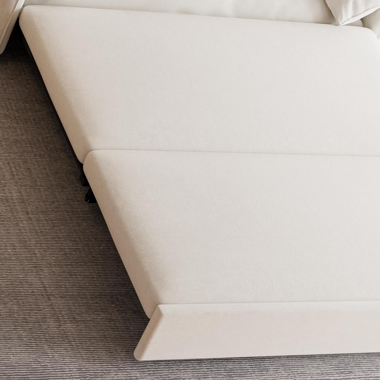 66' Sleeper Sofa Bed Queen Size, 3-in-1 Convertible Couch, Modern Pull Out Couches, Comfy Velvet Futon Sofa, Cloud Loveseat Lounge, Pillow Arm, for Small Spaces, Living Room, Apartment, Beige