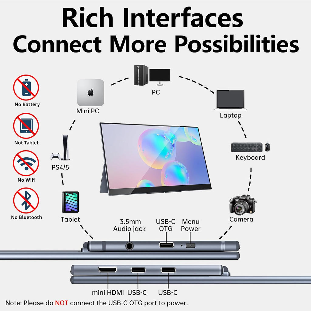 Upperizon Portable Monitor 15.6 inch 4K UHD 3840X2160 100000:1 100% DCI-P3 60Hz OLED Touchscreen HDR HDMI USB-C Travel Monitor for Laptop MacBook PC Surface PS5 Xbox, External Display with Kickstand